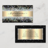 Sparkly Holographic Glitter Diamonds Goud Zwart Contactkaartje (Voorkant / Achterkant)