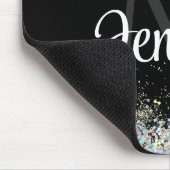 Sparkly Holographic Gold Glitter Monogram Black Muismat (Hoek)