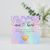 Sparkly Holographic New Home Housewarming Kaart (Staand voorkant)
