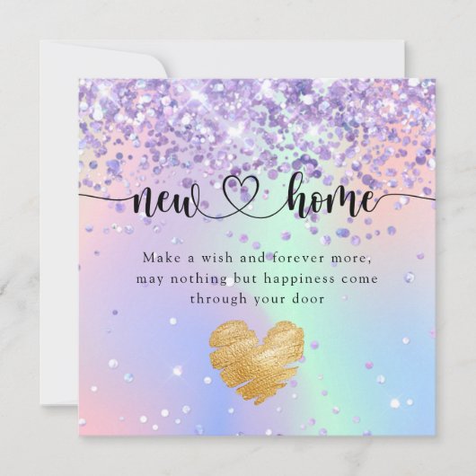 Sparkly Holographic New Home Housewarming Kaart (Voorkant)