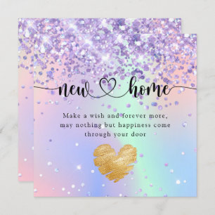 Sparkly Holographic New Home Housewarming Kaart