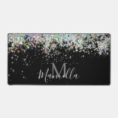 Sparkly Holographic Roos Gold Glitter Monogram Bureaumat (Voorkant)