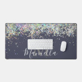Sparkly Holographic Roos Gold Glitter Monogram Bureaumat (Keyboard & Muis)