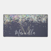 Sparkly Holographic Roos Gold Glitter Monogram Bureaumat (Voorkant)