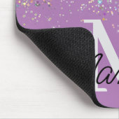 Sparkly Holographic Roos Gold Glitter Monogram Muismat (Hoek)