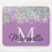 Sparkly Holographic Roos Gold Glitter Monogram Muismat (Voorkant)