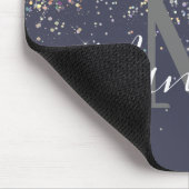 Sparkly Holographic Roos Gold Glitter Monogram Muismat (Hoek)