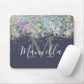 Sparkly Holographic Roos Gold Glitter Monogram Muismat (Met muis)