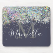 Sparkly Holographic Roos Gold Glitter Monogram Muismat (Voorkant)