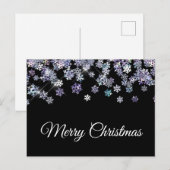 Sparkly Holographic Snowflakes Merry Christmas Briefkaart (Voorkant / Achterkant)