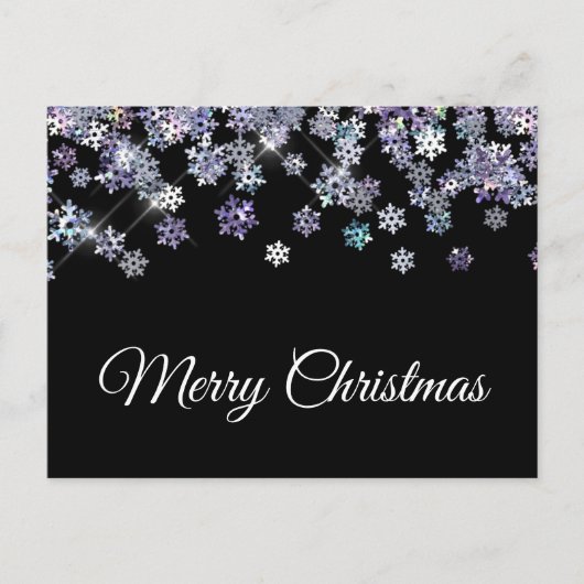 Sparkly Holographic Snowflakes Merry Christmas Briefkaart (Voorkant)