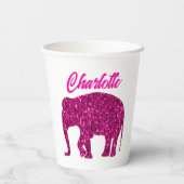 Sparkly hot pink Elephant faux sparkle aangepaste Papieren Bekers (Achterkant)