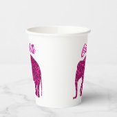 Sparkly hot pink Elephant faux sparkle aangepaste  Papieren Bekers (Links)