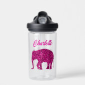 Sparkly hot pink Elephant faux sparkle aangepaste Waterfles (Voorkant)