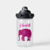 Sparkly hot pink Elephant faux sparkle aangepaste Waterfles (Achterkant)