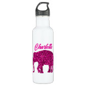 Sparkly hot pink Elephant faux sparkle aangepaste Waterfles (Voorkant)