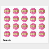 Sparkly Hot Pink Glitter Goud Shimmer Strip Folie Ronde Sticker (Vel)