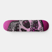 Sparkly Hot Pink Glitter Sugar Skull Design Persoonlijk Skateboard (Horizontaal)