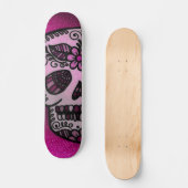 Sparkly Hot Pink Glitter Sugar Skull Design Persoonlijk Skateboard (Voorkant)
