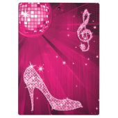 Sparkly Hot Pink Music Note & Stiletto Hiel Klembord (Achterkant)