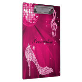 Sparkly Hot Pink Music Note & Stiletto Hiel Klembord (Rechts)