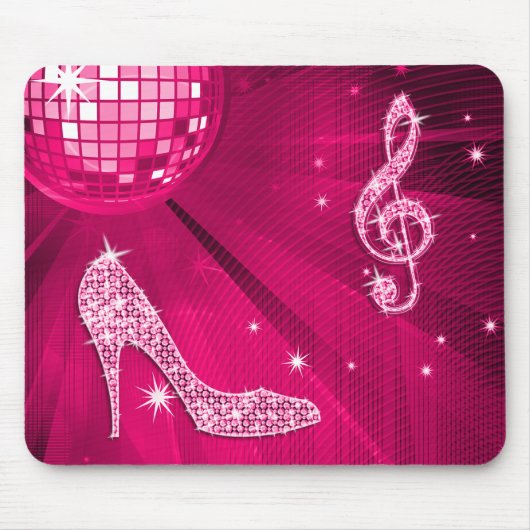 Sparkly Hot Pink Music Note & Stiletto Hiel Muismat (Voorkant)