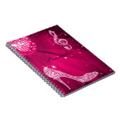 Sparkly Hot Pink Music Note & Stiletto Hiel Notitieboek (Rechterzijde)