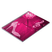 Sparkly Hot Pink Music Note & Stiletto Hiel Notitieboek (Linkerzijde)