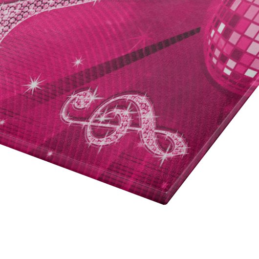 Sparkly Hot Pink Music Note & Stiletto Hiel Snijplank (Hoek)