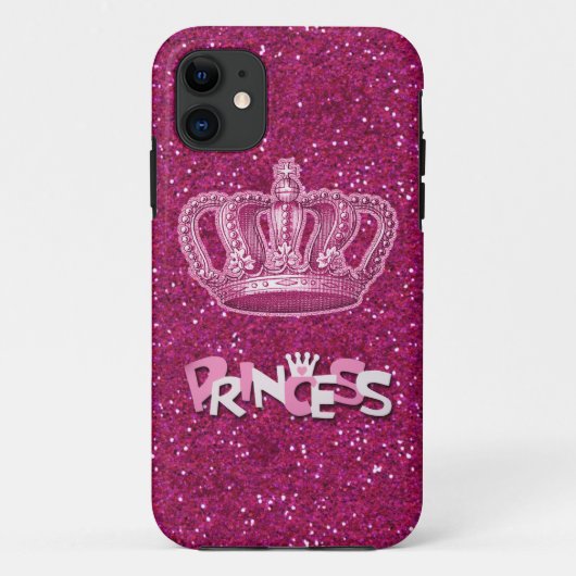 Sparkly Hot Pink Princess Glitter & Crown Case-Mate iPhone Case (Achterkant)