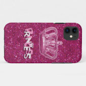 Sparkly Hot Pink Princess Glitter & Crown Case-Mate iPhone Case (Achterkant (horizontaal))