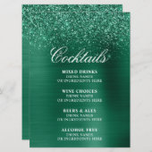 Sparkly Hunter Green Glitter Foil Cocktails Bar Menu (Voorkant / Achterkant)