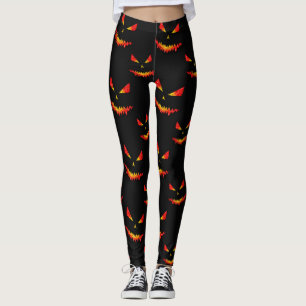 Sparkly Jack O'Lantern face Halloween patroon Leggings