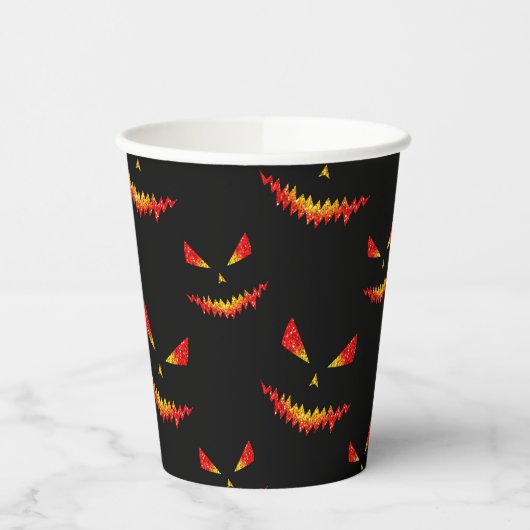 Sparkly Jack O'Lantern face Halloween patroon Papieren Bekers (Links)