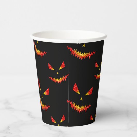 Sparkly Jack O'Lantern face Halloween patroon Papieren Bekers (Rechts)