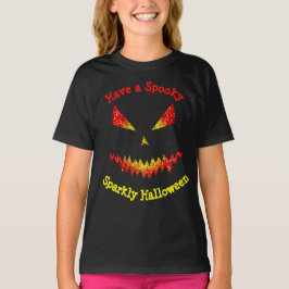 Sparkly Jack O'Lantern face Halloween Personalize T-shirt