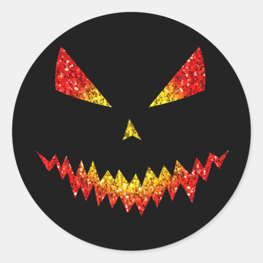Sparkly Jack O'Lantern face Halloween Ronde Sticker (Voorkant)