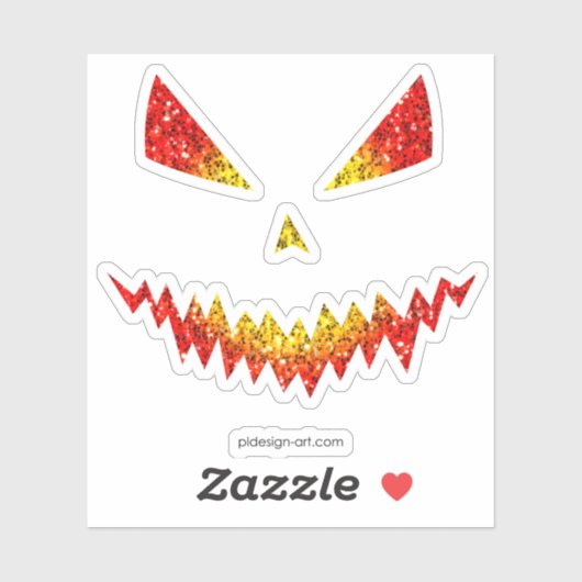 Sparkly Jack O'Lantern face Halloween Sticker (Vel)
