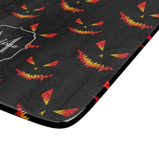 Sparkly Jack O'Lantern Halloween model Monogram Snijplank (Hoek)