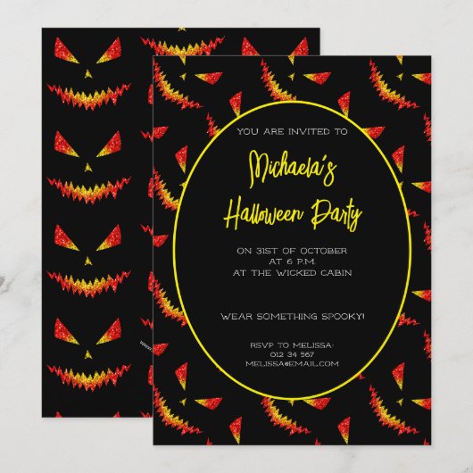 Sparkly Jack O'Lantern Halloween patroon zwart Kaart (Voorkant / Achterkant)