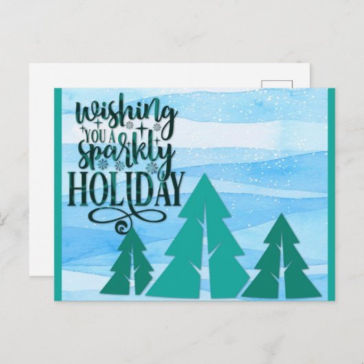 Sparkly kerstboom briefkaart (Voorkant / Achterkant)