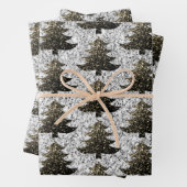 Sparkly Kerstboom goud zilveren patroon Inpakpapier Vel (In situ)