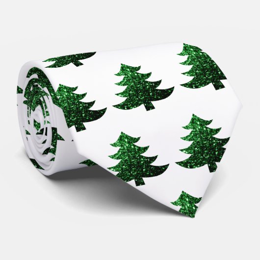 Sparkly Kerstboom groen en wit patroon Stropdas (Opgerold)