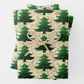 Sparkly Kerstboom groen gouden patroon Inpakpapier Vel (In situ)
