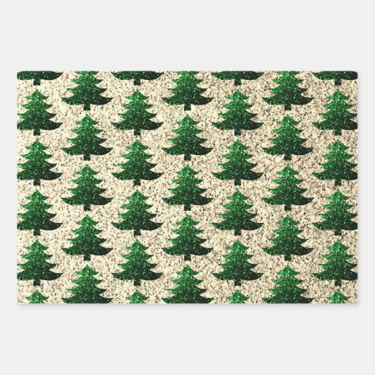 Sparkly Kerstboom groen gouden patroon Inpakpapier Vel (Voorkant)
