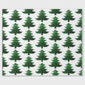 Sparkly Kerstboom groen patroon wit Cadeaupapier (Vlak)