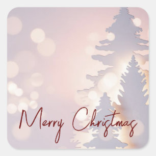 Sparkly kerstboom vierkante sticker