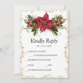 Sparkly Kerstmis Bruiloft RSVP Kaart (Voorkant)