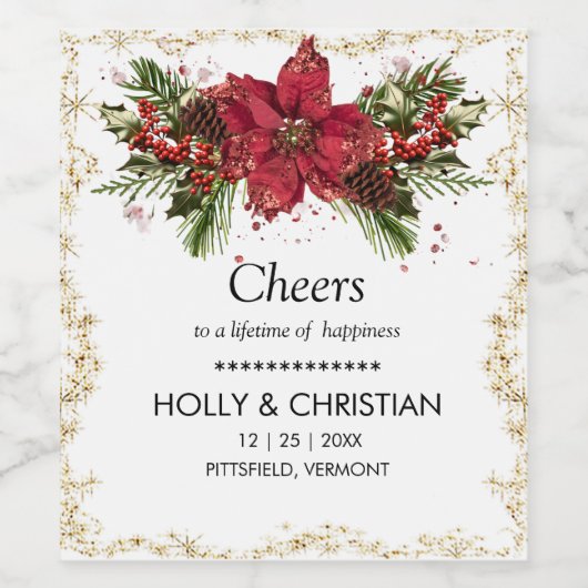 Sparkly Kerstmis Wijnfles Etiketten (Enkel label)