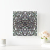 Sparkly kleurrijke zilveren mozaïek Mandala w numm Vierkante Klok (Huis)